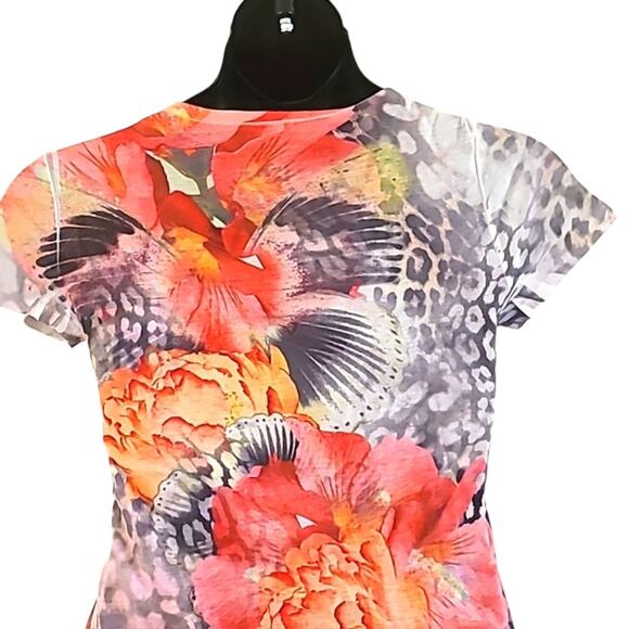 Style & Co Women’s Petite Short Sleeve Floral Animal Print Tee Shirt -Size Large - Picture 6 of 6